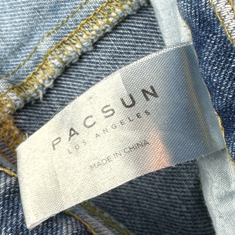 PacSun high-rise straight leg jeans size 30 two tone butterfly distressed hem - Picture 11 of 14